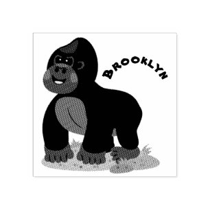 かわいいハッピービッグゴリラ漫画イラストレーション ラバースタンプ