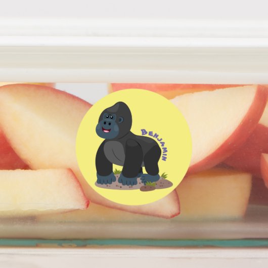 かわいいハッピービッグゴリラ漫画イラストレーション ラベル (貼付)