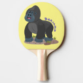 かわいいハッピービッグゴリラ漫画イラストレーション 卓球ラケット (裏面)