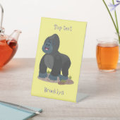 かわいいハッピービッグゴリラ漫画イラストレーション 台座サイン (インサイチュ)