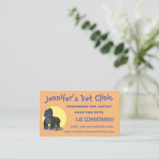 かわいいハッピービッグゴリラ漫画イラストレーション 名刺 (スタンド正面)