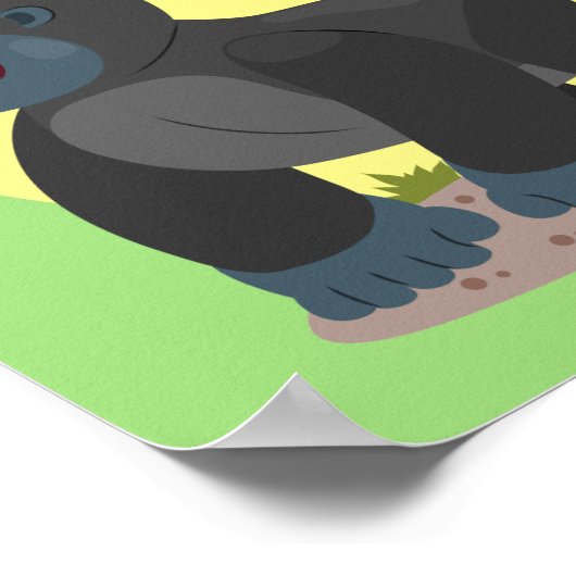 かわいいハッピービッグgorilla漫画イラストレーションポスター ポスター (角)