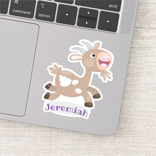 かわいいハッピービリーヤギ漫画イラストレーション シール (詳細)