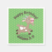 かわいいハッピービリーヤギ漫画イラストレーション スタンダードカクテルナプキン (正面)