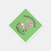 かわいいハッピービリーヤギ漫画イラストレーション スタンダードカクテルナプキン (角)