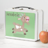 かわいいハッピービリーヤギ漫画イラストレーション メタルランチボックス (インサイチュ)