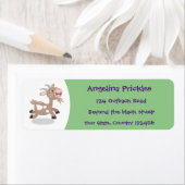 かわいいハッピービリーヤギ漫画イラストレーション ラベル (インサイチュ)