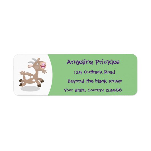 かわいいハッピービリーヤギ漫画イラストレーション ラベル (正面)