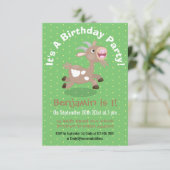 かわいいハッピービリーヤギ漫画イラストレーション 招待状 (スタンド正面)