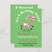 かわいいハッピービリーヤギ漫画イラストレーション 招待状 (正面/裏面)