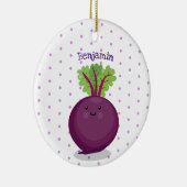 かわいいハッピービーツルートキッチンアニメイラストレーション セラミックオーナメント (右)