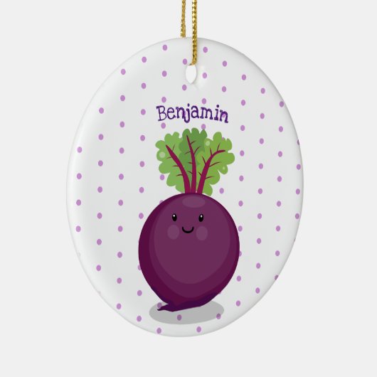 かわいいハッピービーツルートキッチンアニメイラストレーション セラミックオーナメント (右)