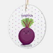 かわいいハッピービーツルートキッチンアニメイラストレーション セラミックオーナメント (左)