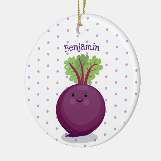 かわいいハッピービーツルートキッチンアニメイラストレーション セラミックオーナメント (左)