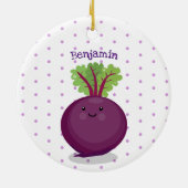 かわいいハッピービーツルートキッチンアニメイラストレーション セラミックオーナメント (裏面)