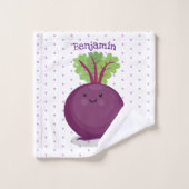 かわいいハッピービーツルートキッチンアニメイラストレーション バスタオルセット (ウォッシュタオル)