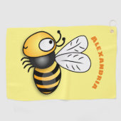 かわいいハッピービー漫画イラストレーション ゴルフタオル (横)