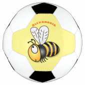 かわいいハッピービー漫画イラストレーション サッカーボール (正面)