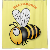 かわいいハッピービー漫画イラストレーション シャワーカーテン (正面)