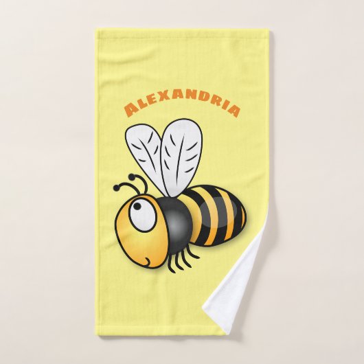 かわいいハッピービー漫画イラストレーション バスタオルセット (ハンドタオル)