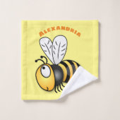 かわいいハッピービー漫画イラストレーション バスタオルセット (ウォッシュタオル)