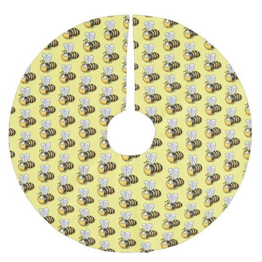 かわいいハッピービー漫画イラストレーション ブラッシュドポリエステルツリースカート (正面)