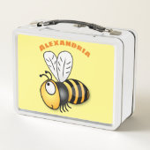 かわいいハッピービー漫画イラストレーション メタルランチボックス (裏面)