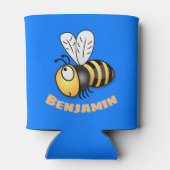 かわいいハッピービー漫画イラストレーション 缶クーラー (裏面)