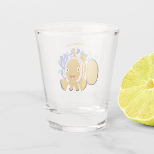 かわいいハッピーピエロのアニメ漫画 ショットグラス (裏面)