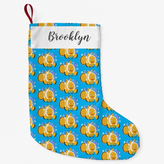 かわいいハッピーピエロのアニメ漫画 スモールクリスマスストッキング (正面)