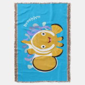 かわいいハッピーピエロのアニメ漫画 スローブランケット (正面縦)