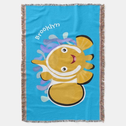 かわいいハッピーピエロのアニメ漫画 スローブランケット (正面縦)