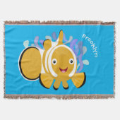 かわいいハッピーピエロのアニメ漫画 スローブランケット (正面)