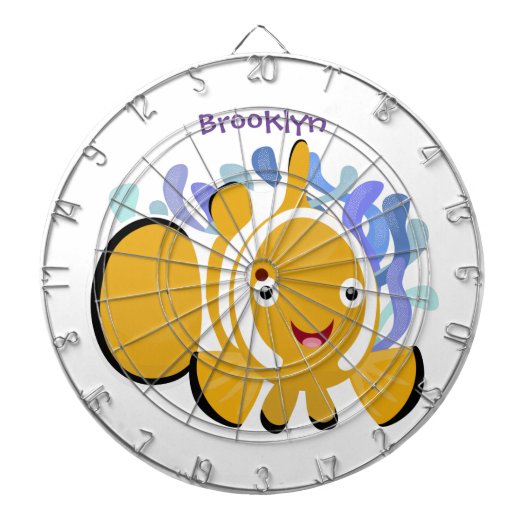 かわいいハッピーピエロのアニメ漫画 ダーツボード (正面)