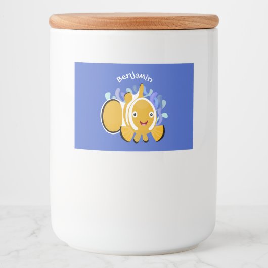 かわいいハッピーピエロのアニメ漫画 フードラベル (正面)