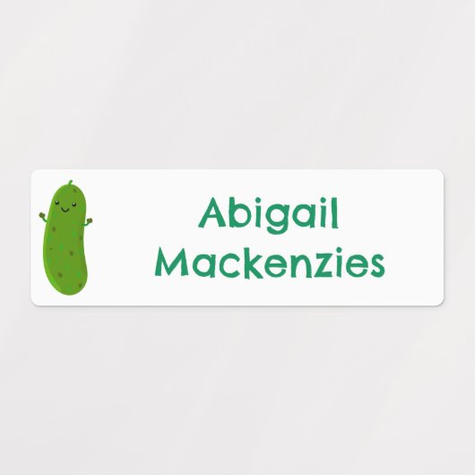 かわいいハッピーピクルベジタブルアニメパーソナライズされた ラベル (デザイン2)