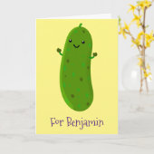 かわいいハッピーピクル漫画イラストレーション カード (黄色い花)