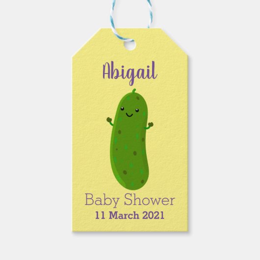 かわいいハッピーピックアニメイラストレーション ギフトタグ (正面)