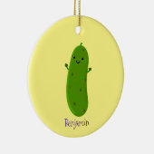 かわいいハッピーピックアニメイラストレーション セラミックオーナメント (右)