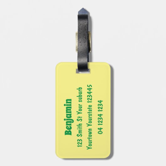 かわいいハッピーピックアニメイラストレーション ラゲッジタグ (裏面縦)