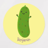 かわいいハッピーピックアニメイラストレーション ラベル (デザイン2)