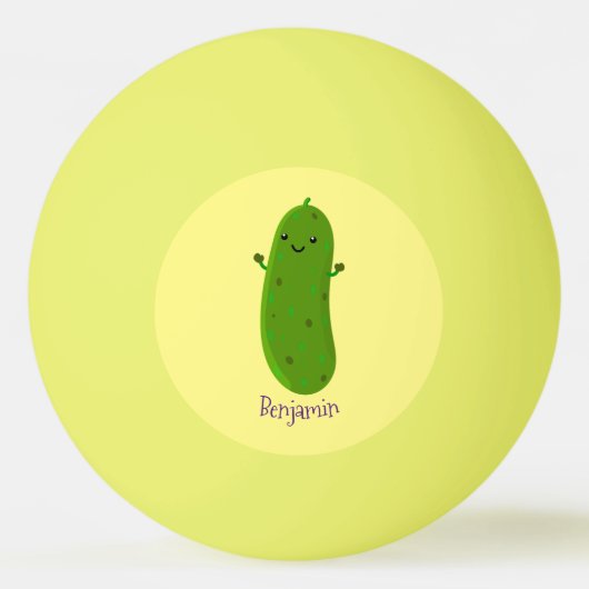 かわいいハッピーピックアニメイラストレーション 卓球ボール (正面)