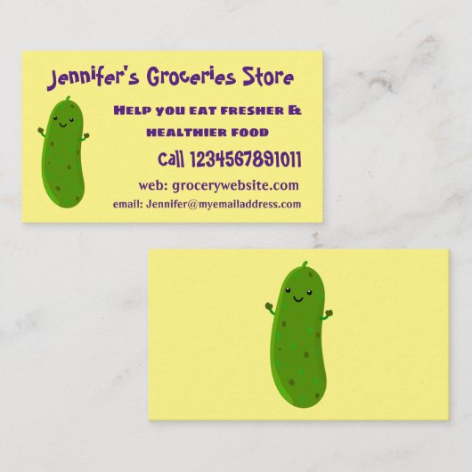 かわいいハッピーピックアニメイラストレーション 名刺 (正面/裏面)