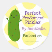 かわいいハッピーピックリザーブカートゥーンイラストレーション ラウンドシール (正面)