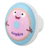 かわいいハッピーピンクのグレーズドナートカートーン セラミックノブ (右)