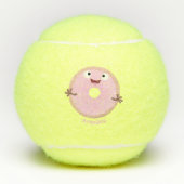 かわいいハッピーピンクのグレーズドナートカートーン テニスボール (正面)