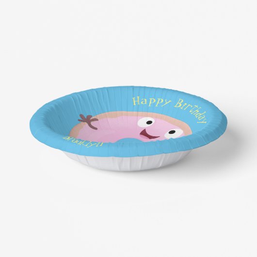 かわいいハッピーピンクのグレーズドナートカートーン ペーパーボウル (傾斜あり)