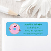 かわいいハッピーピンクのグレーズドナートカートーン ラベル (インサイチュ)