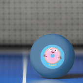 かわいいハッピーピンクのグレーズドナートカートーン 卓球ボール (ネット)