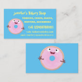 かわいいハッピーピンクのグレーズドナートカートーン 名刺 (正面/裏面)